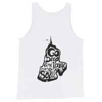 Go Deep and Large into Your Soul White Unisex Tank Top